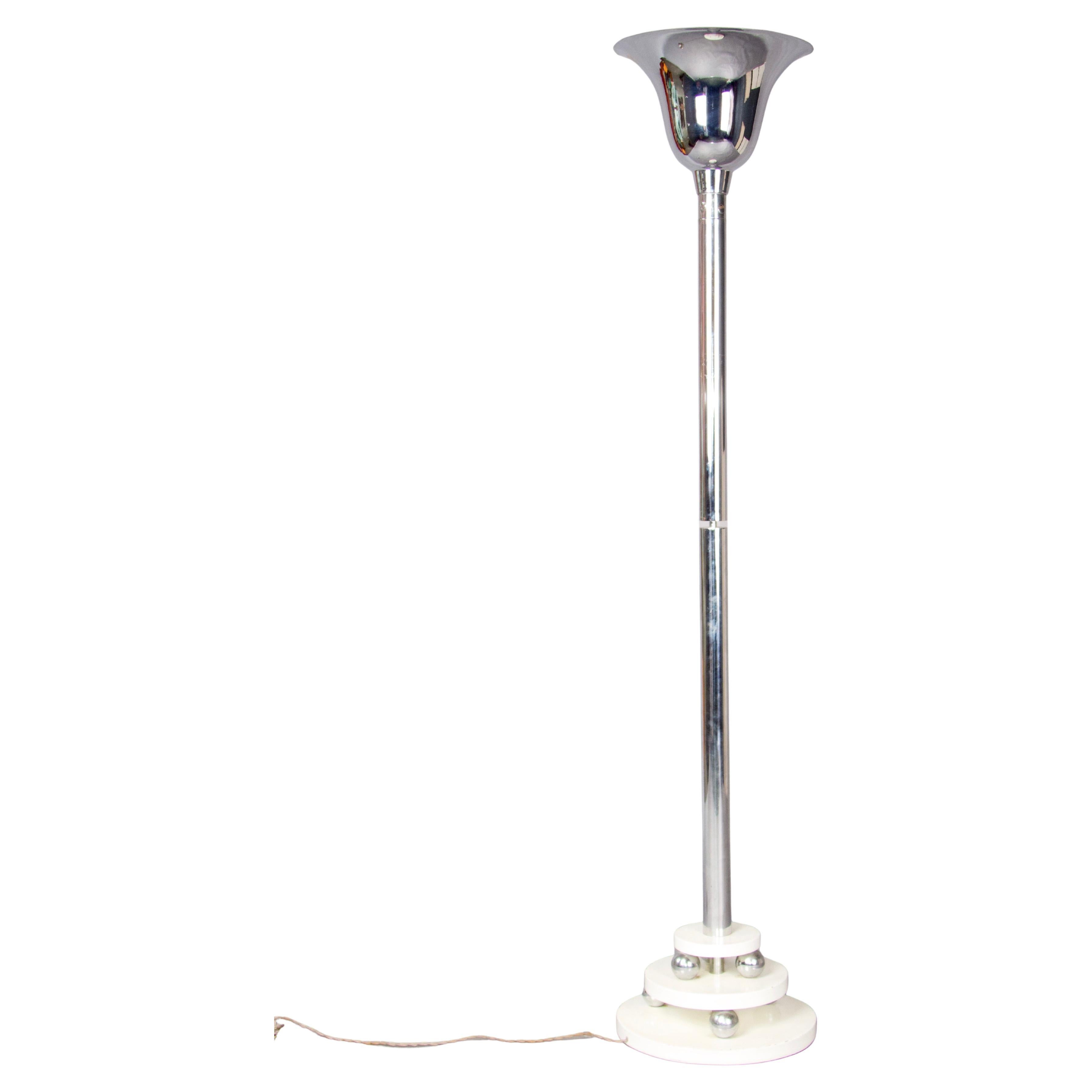 Art Deco wood and metal floor lamp