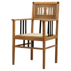 Art Deco Wood and Rattan Chair, Europe 20th century
