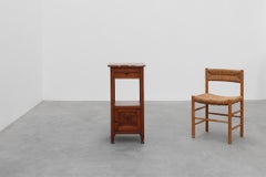 Art Deco Wood and Terracotta Marble Top Nightstand, France 1920s