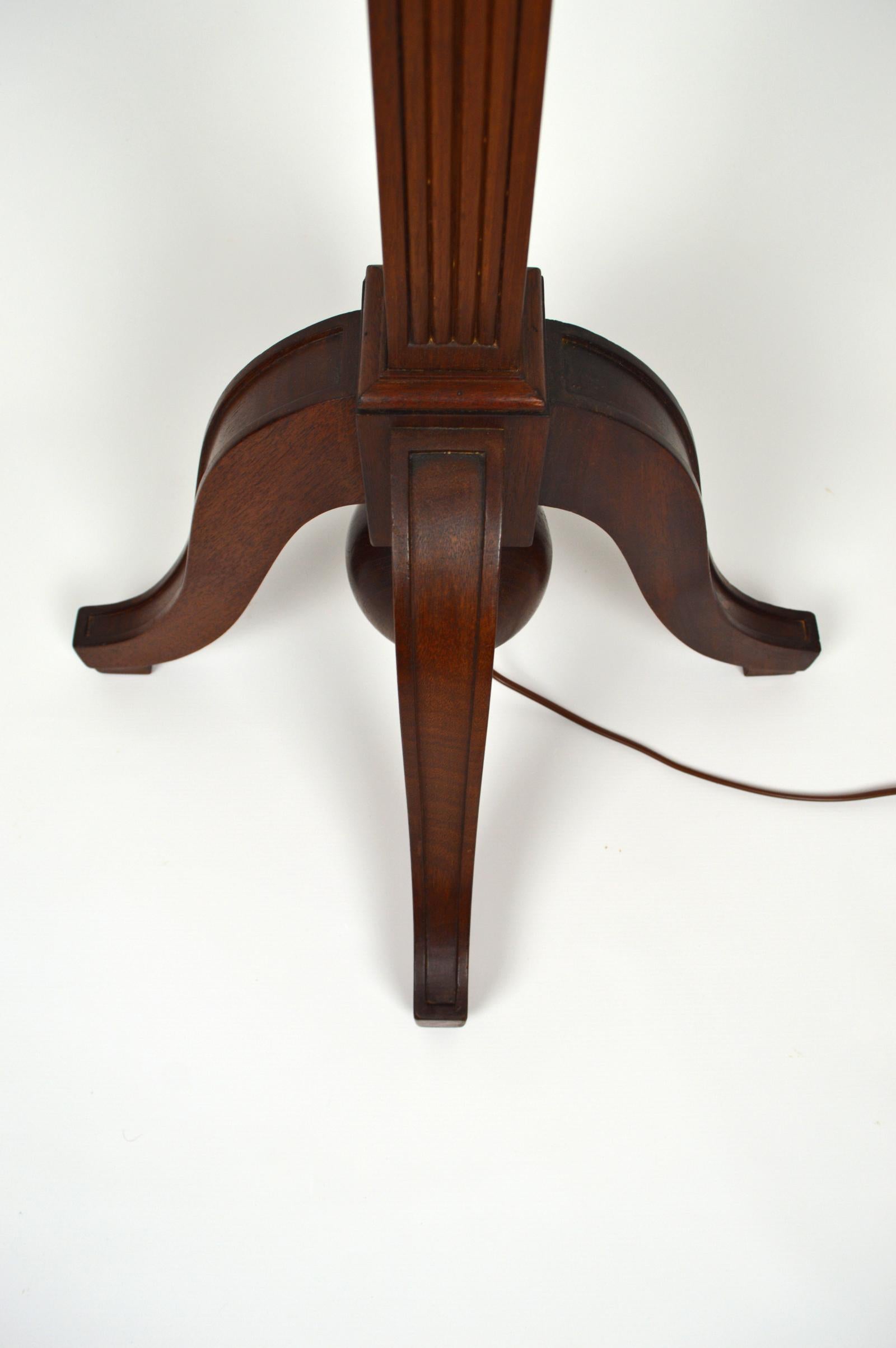 Art Deco Wood Carved Torchiere Floor Lamp, France, circa 1930 For Sale 1