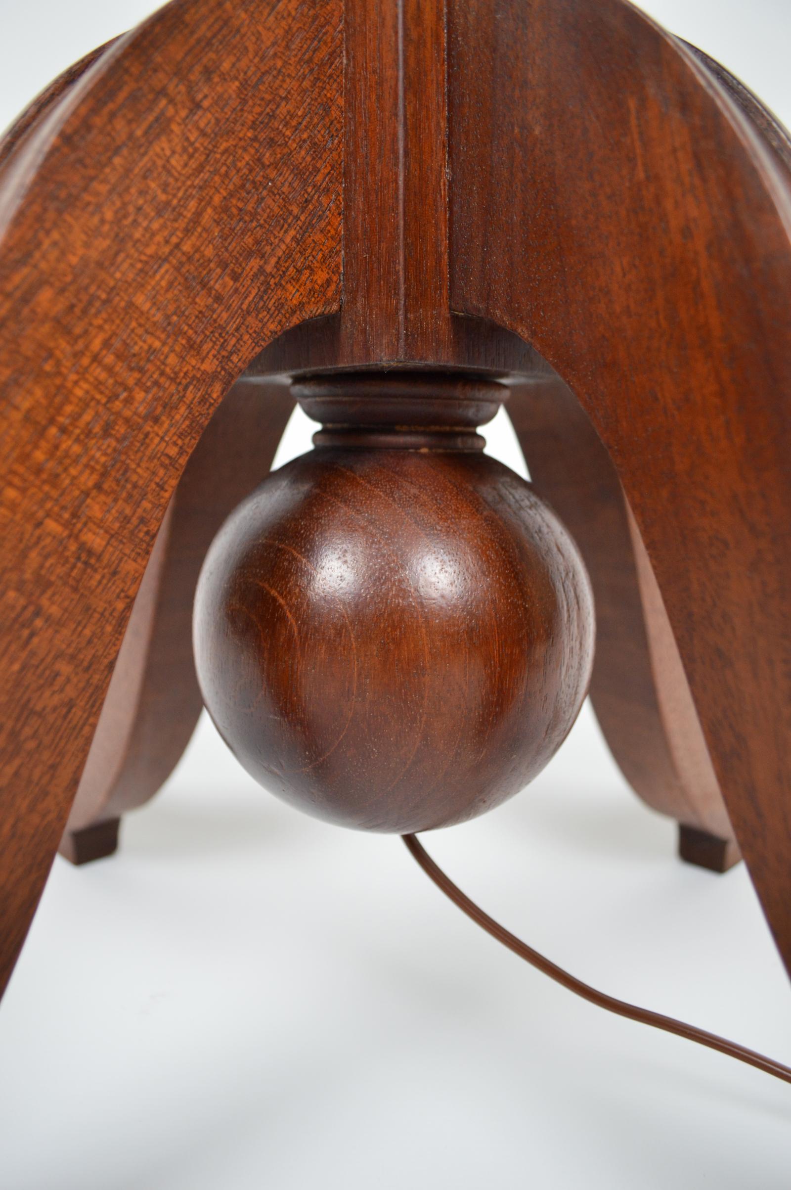 Art Deco Wood Carved Torchiere Floor Lamp, France, circa 1930 For Sale 2
