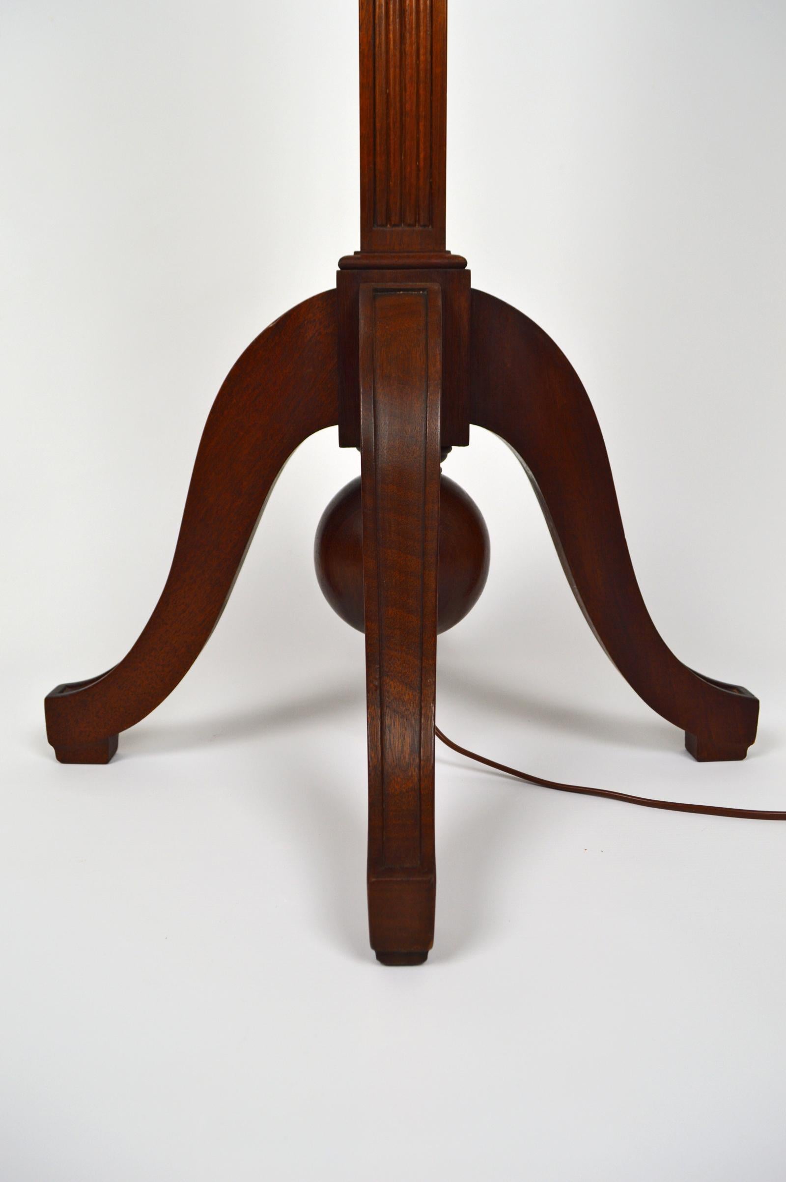 Art Deco Wood Carved Torchiere Floor Lamp, France, circa 1930 For Sale 3