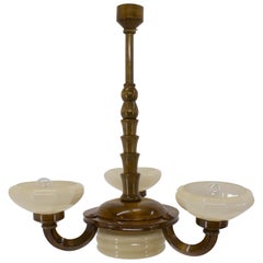 Art Deco Wood Chandelier, 1930s
