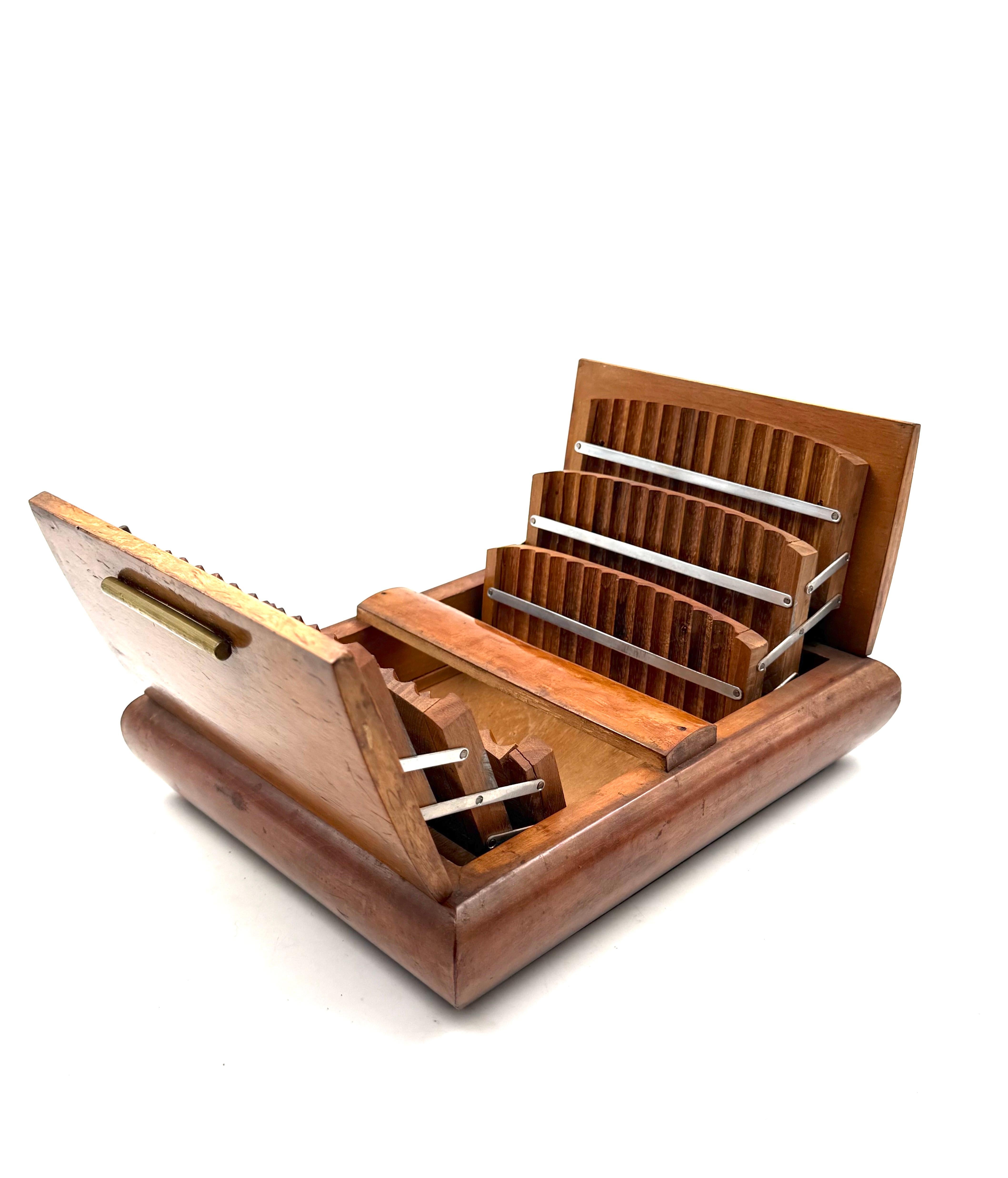 Boîte à cigarettes en bois Art Déco, Italie 1940 en vente 4