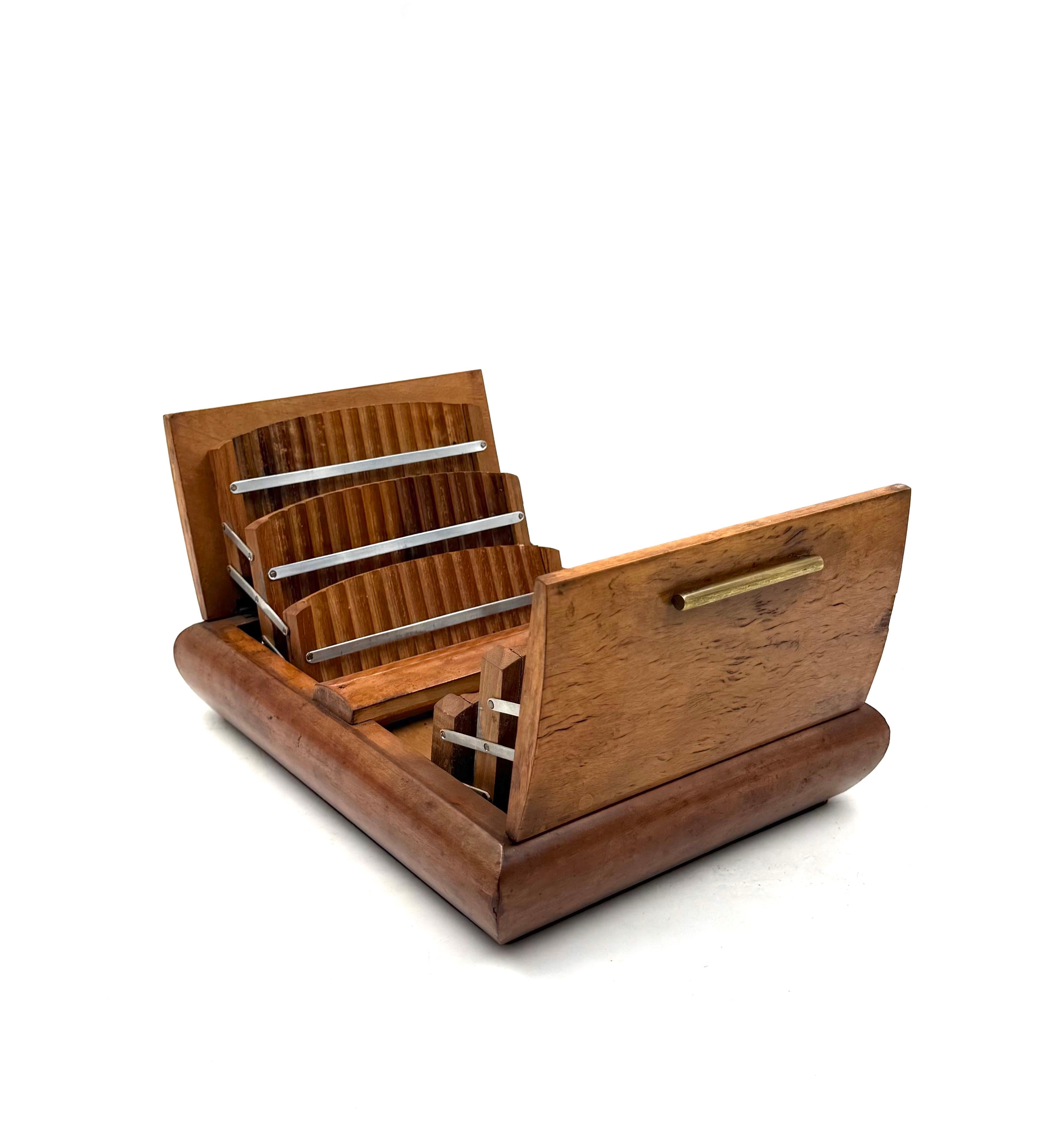 Boîte à cigarettes en bois Art Déco, Italie 1940 en vente 5