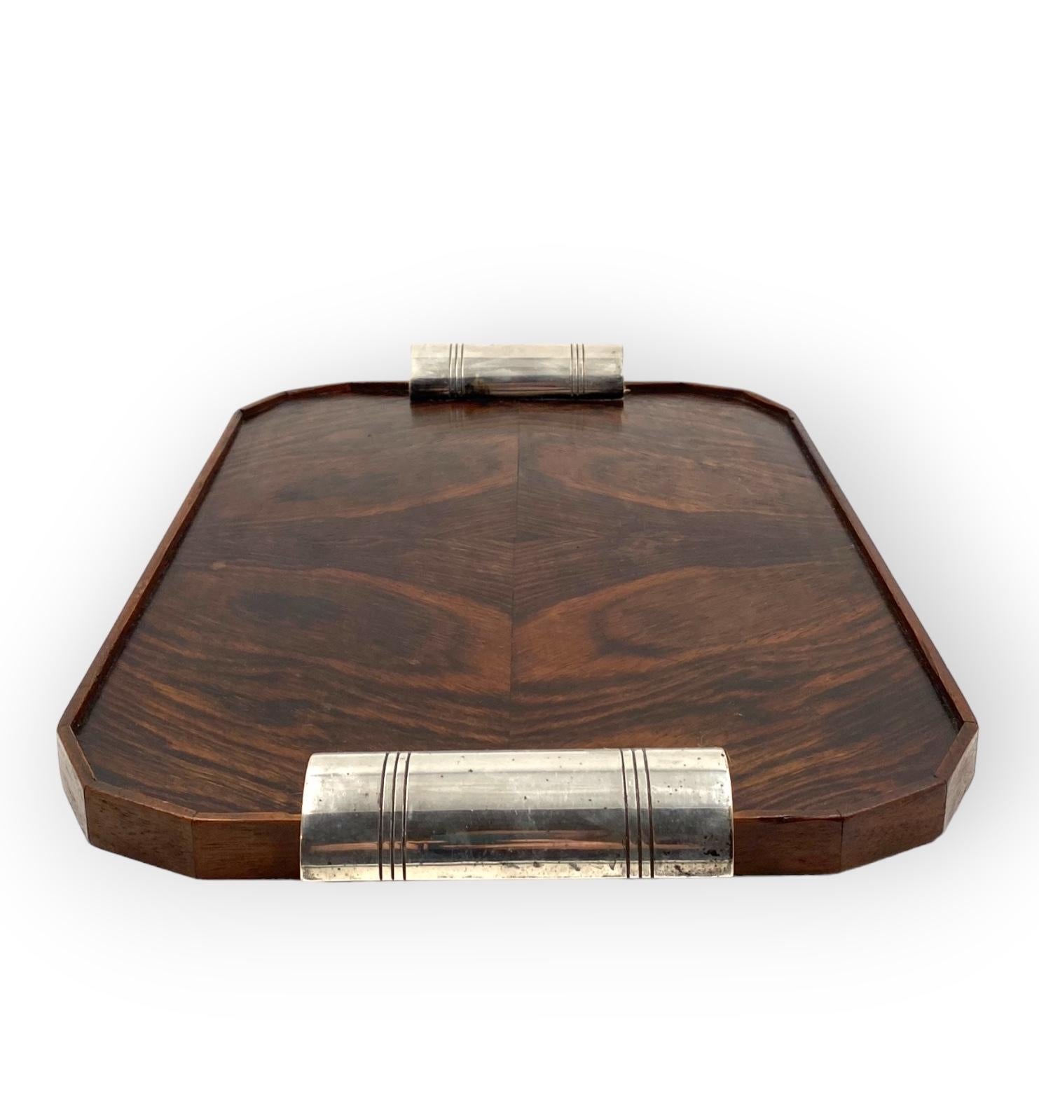 Art Deco wood cubist tray, France 1940s 10
