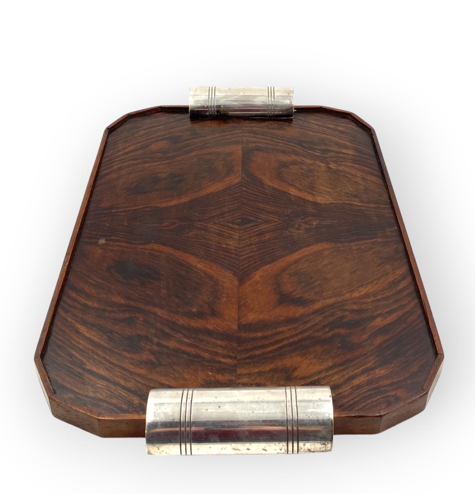 Art Deco wood cubist tray, France 1940s 11