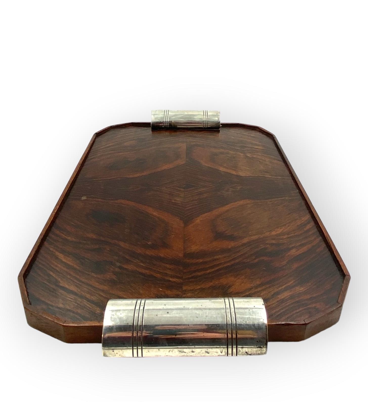 Art Deco wood cubist tray, France 1940s 12