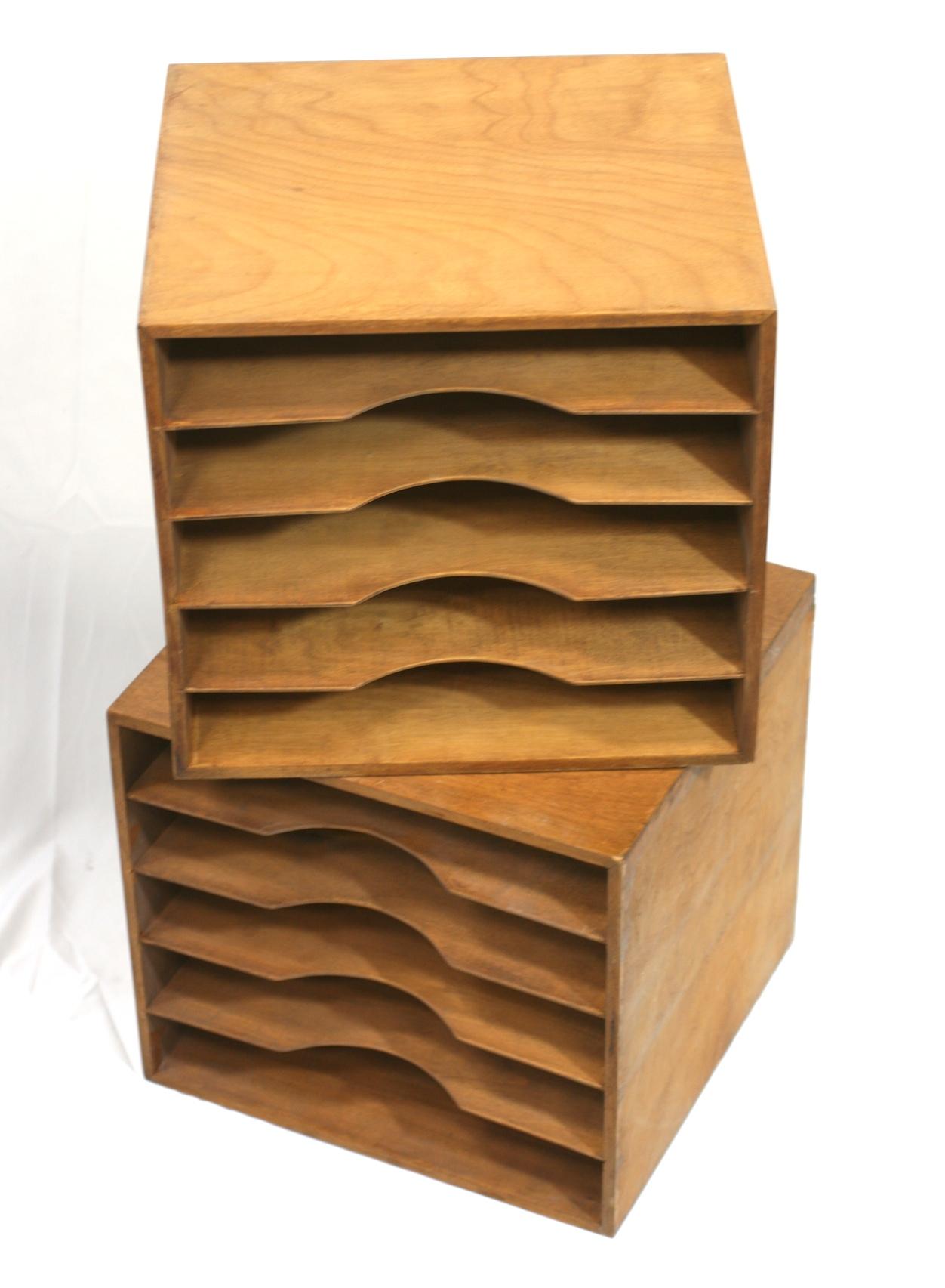 North American Art Deco Wood Filing Boxes