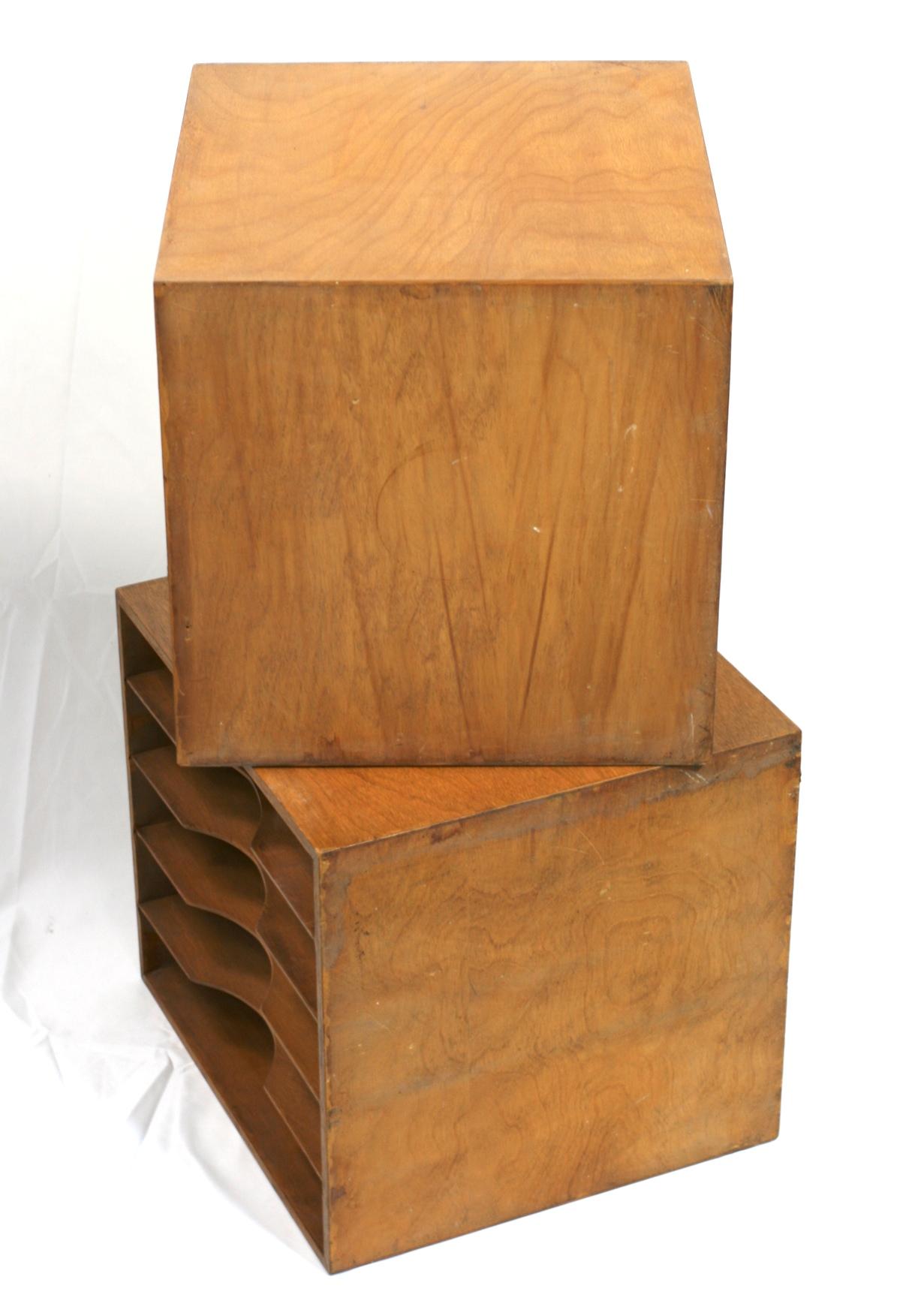 Mid-20th Century Art Deco Wood Filing Boxes