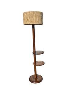 Art deco wood floor lamp with shelves