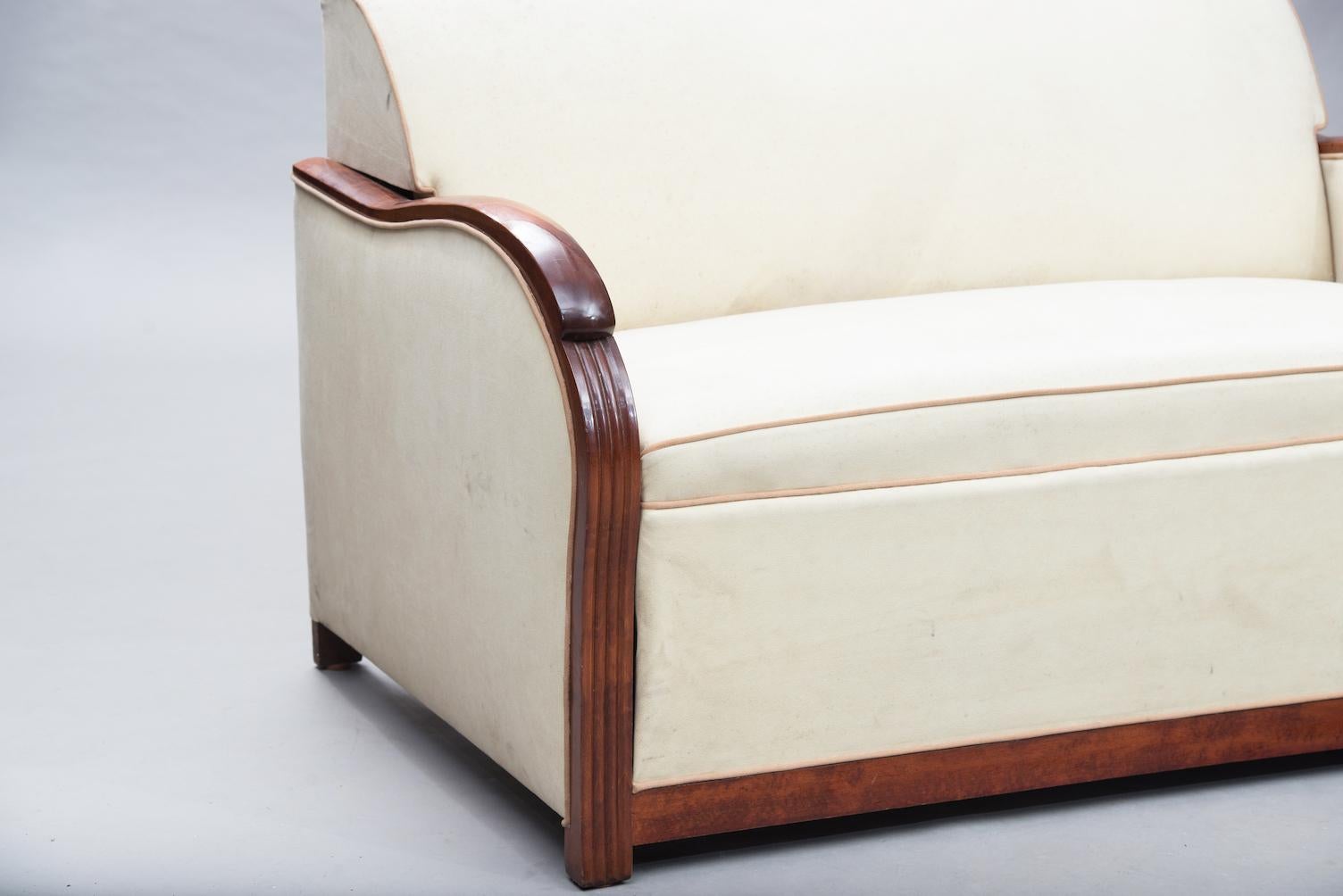 Art Deco Holz gerahmt Französisch Sofa-Bett (Lackiert)