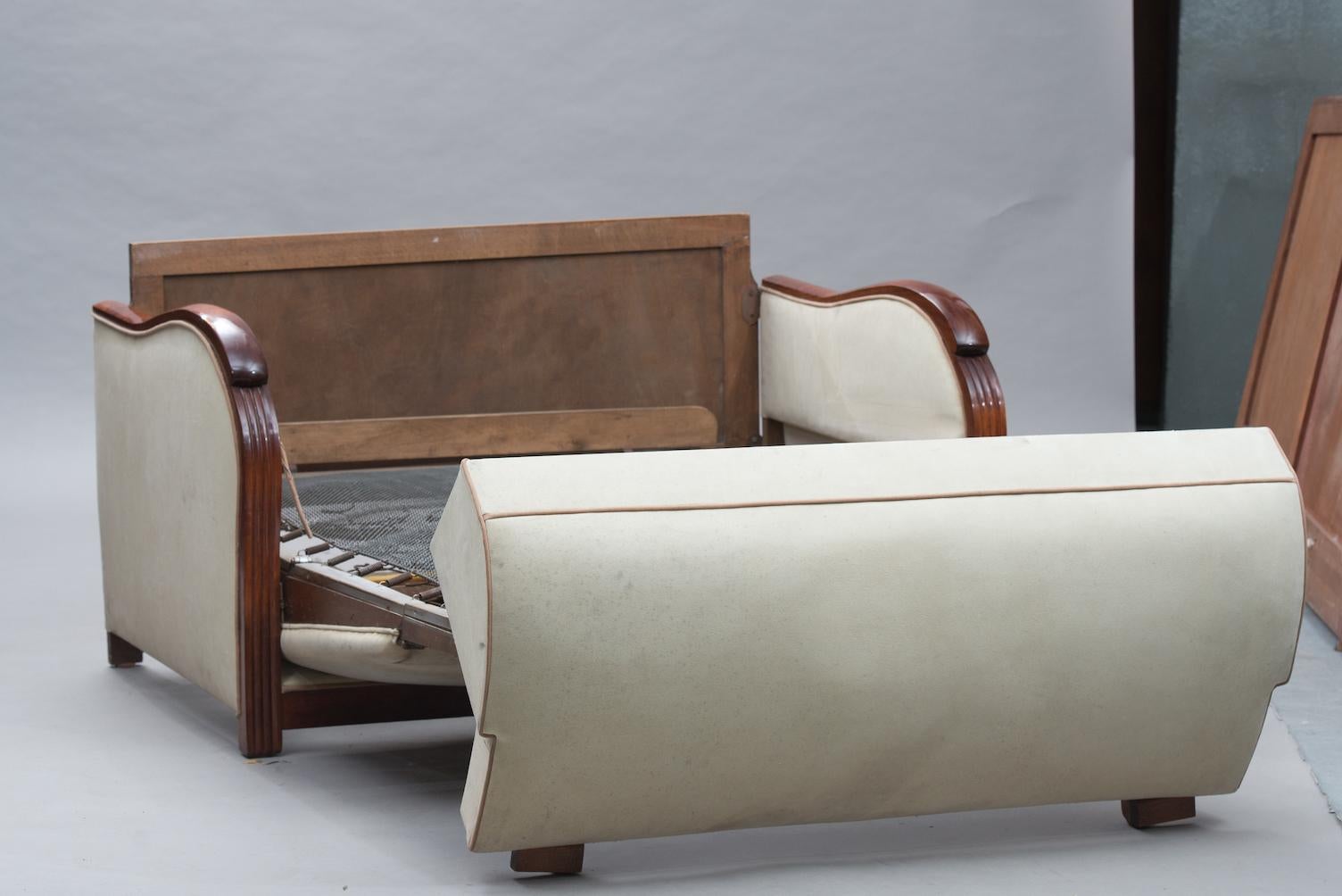 Art Deco Holz gerahmt Französisch Sofa-Bett 1