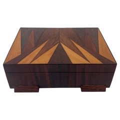 Boîte à tabac à priser, à cigares ou à bijoux sur pied en marqueterie de bois Art Déco, années 1930