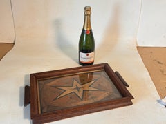 Art Deco Holz Einlegearbeit Tablett, Brown Farbe, Holz Frankreich 1940