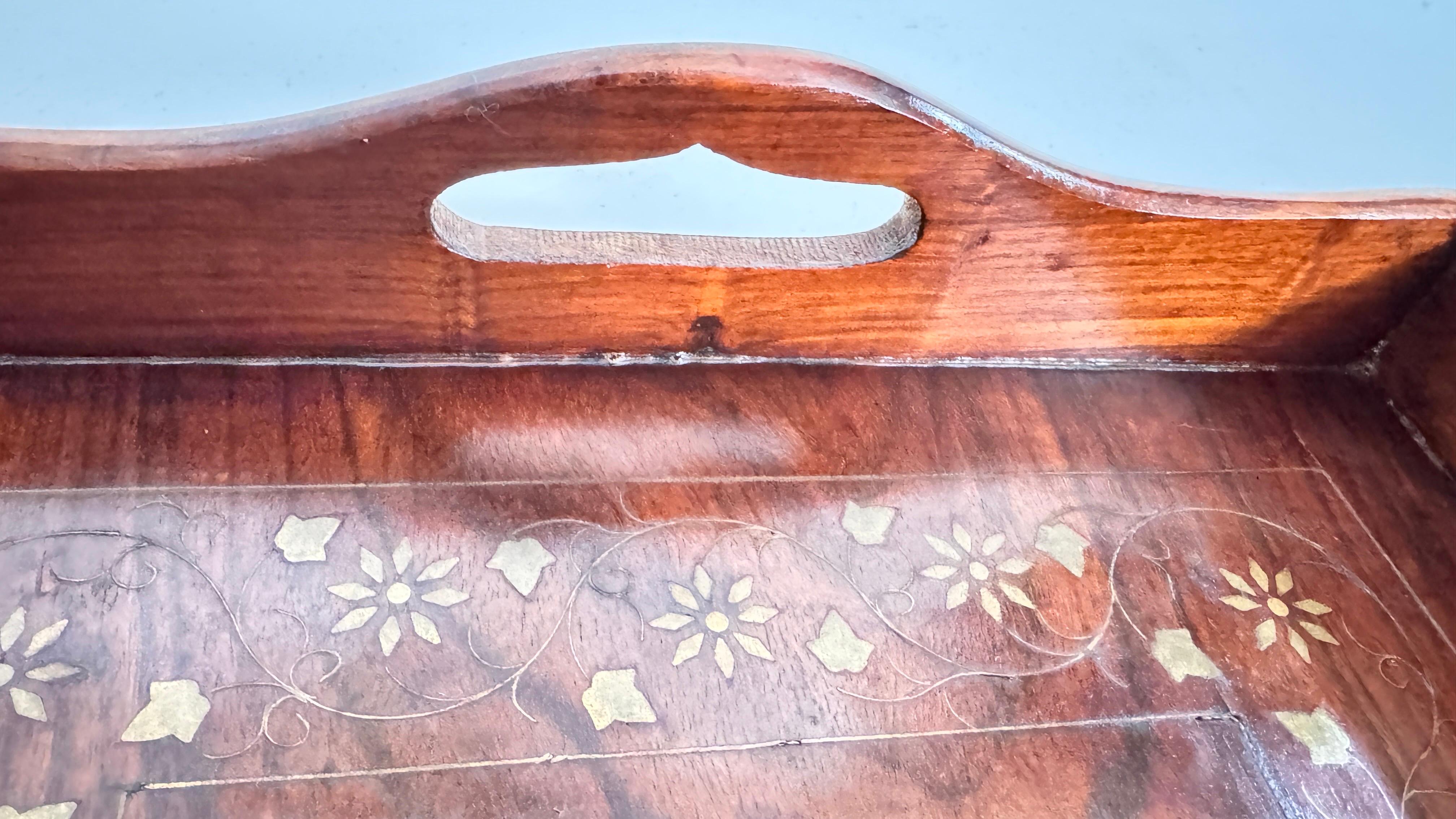 Bandeja Art Decó de Marquetería de Madera, Color Marrón, Madera Francia 1940 Francés en venta