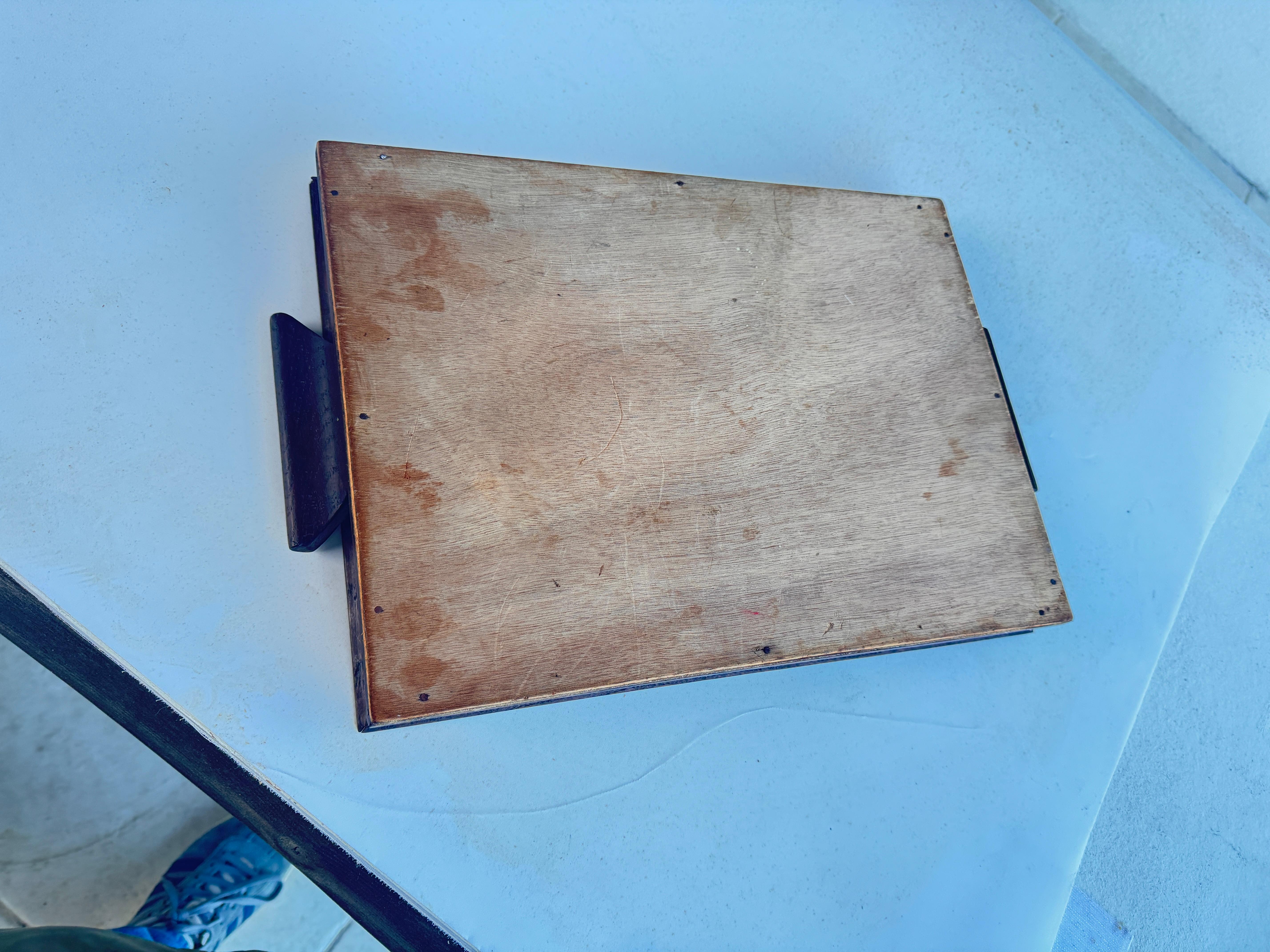 Art Deco Holz Einlegearbeit Tablett, Brown Farbe, Holz Frankreich 1940 im Zustand „Gut“ im Angebot in Auribeau sur Siagne, FR
