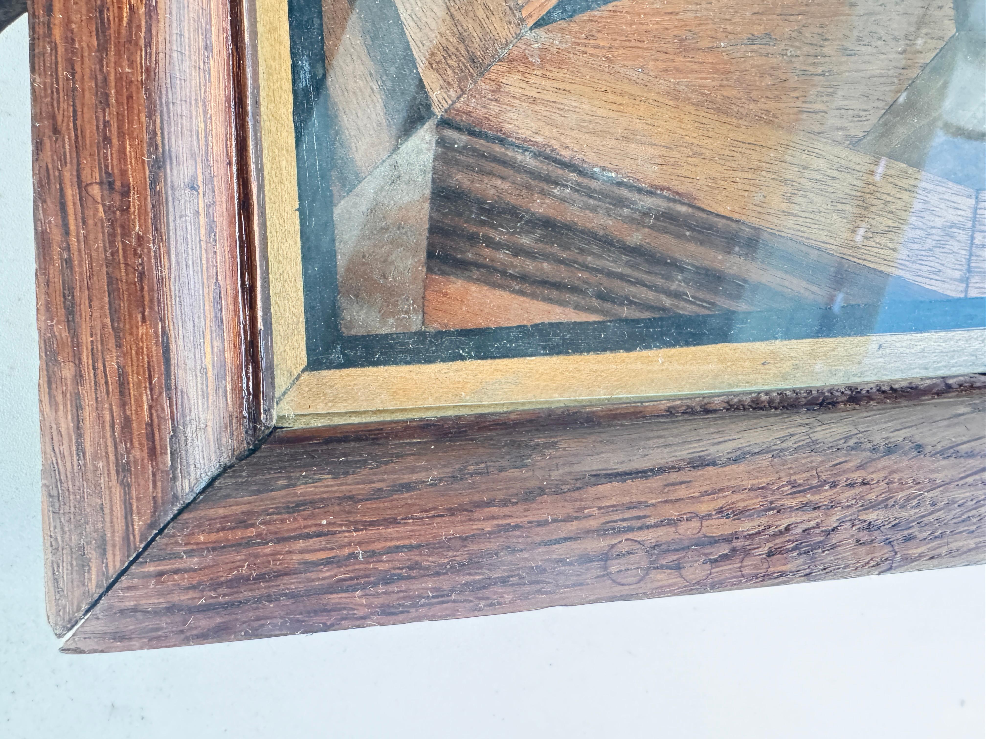 Art Deco Wood Marquetry Tray, Brown Color, Wood France 1940 2