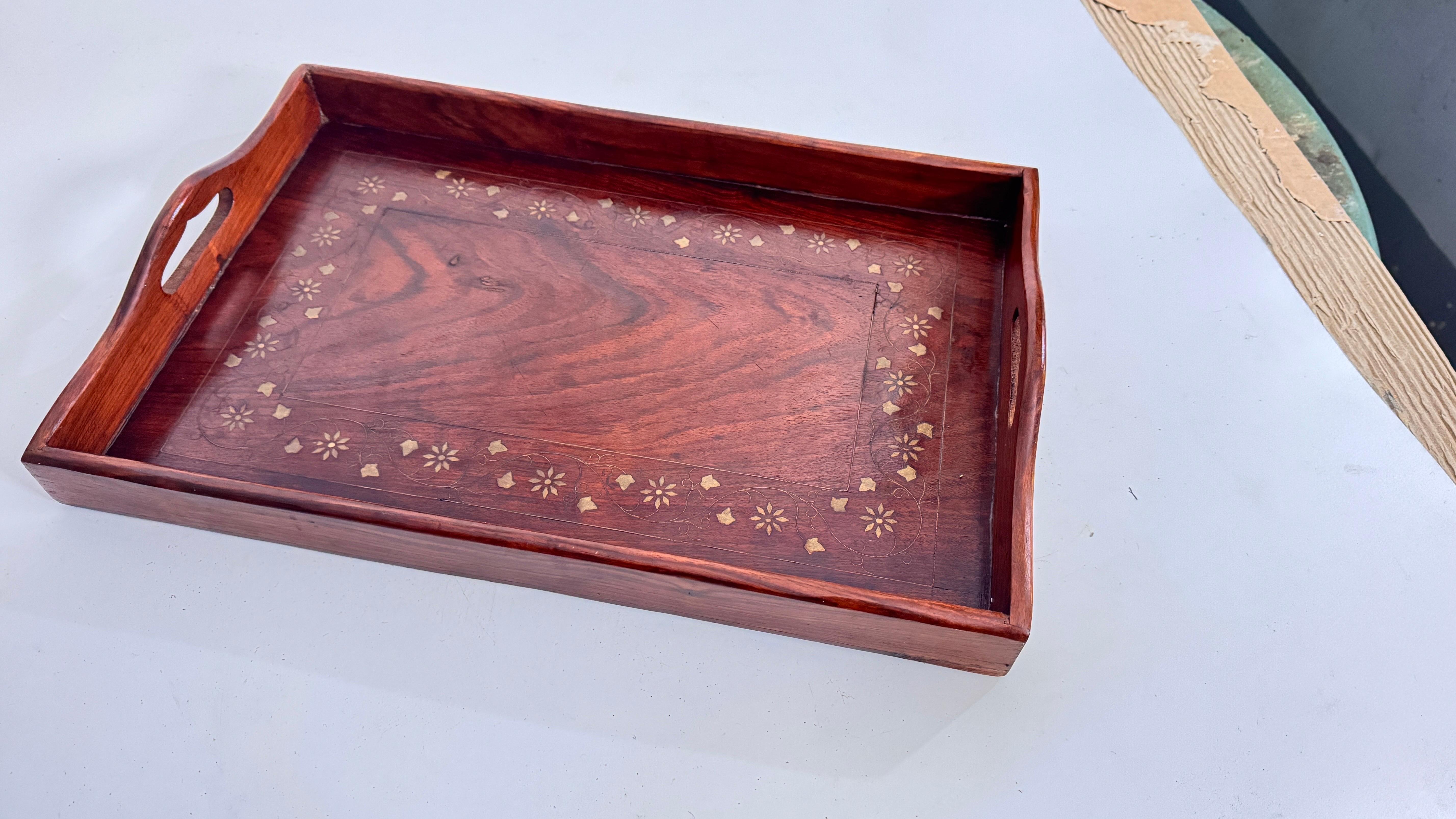 Bandeja Art Decó de Marquetería de Madera, Color Marrón, Madera Francia 1940 en venta 3