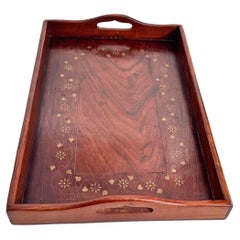Art Deco Wood Marquetry Tray, Brown Color, Wood France 1940