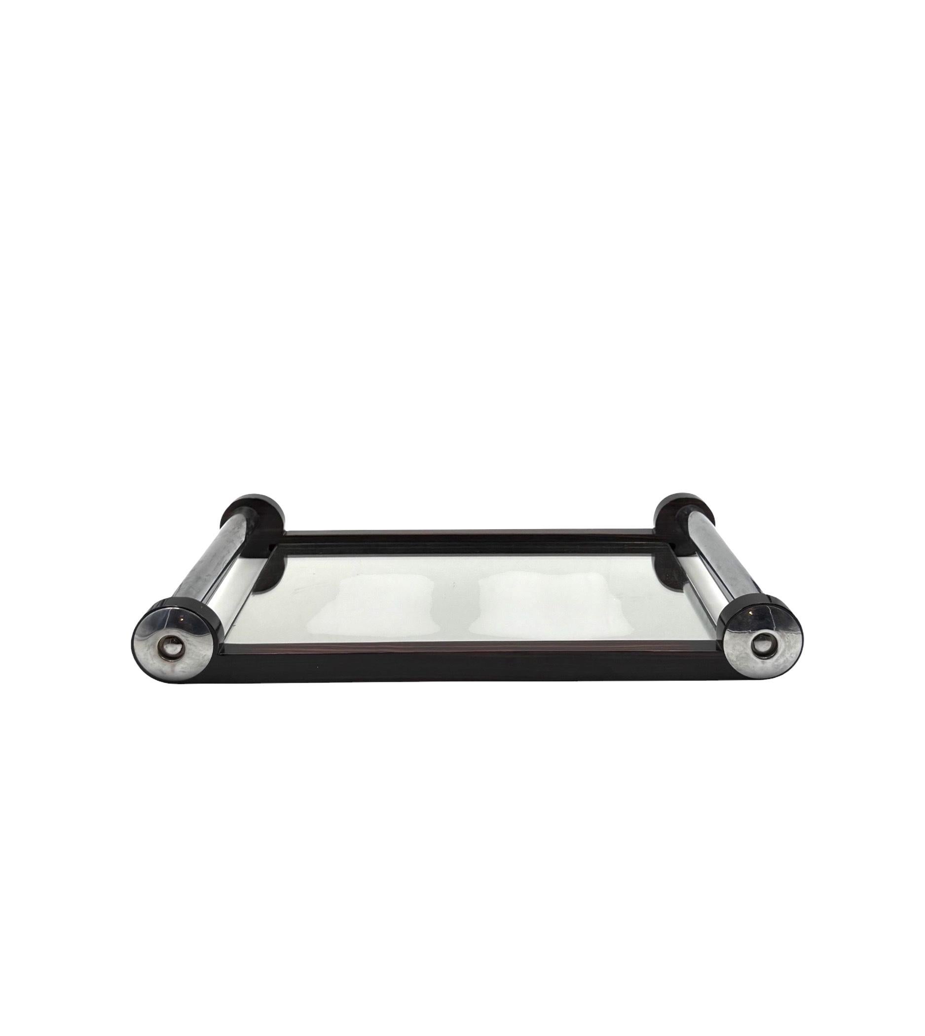 Art Deco Holztablett mit Spiegel, Frankreich 1930er Jahre im Angebot 3