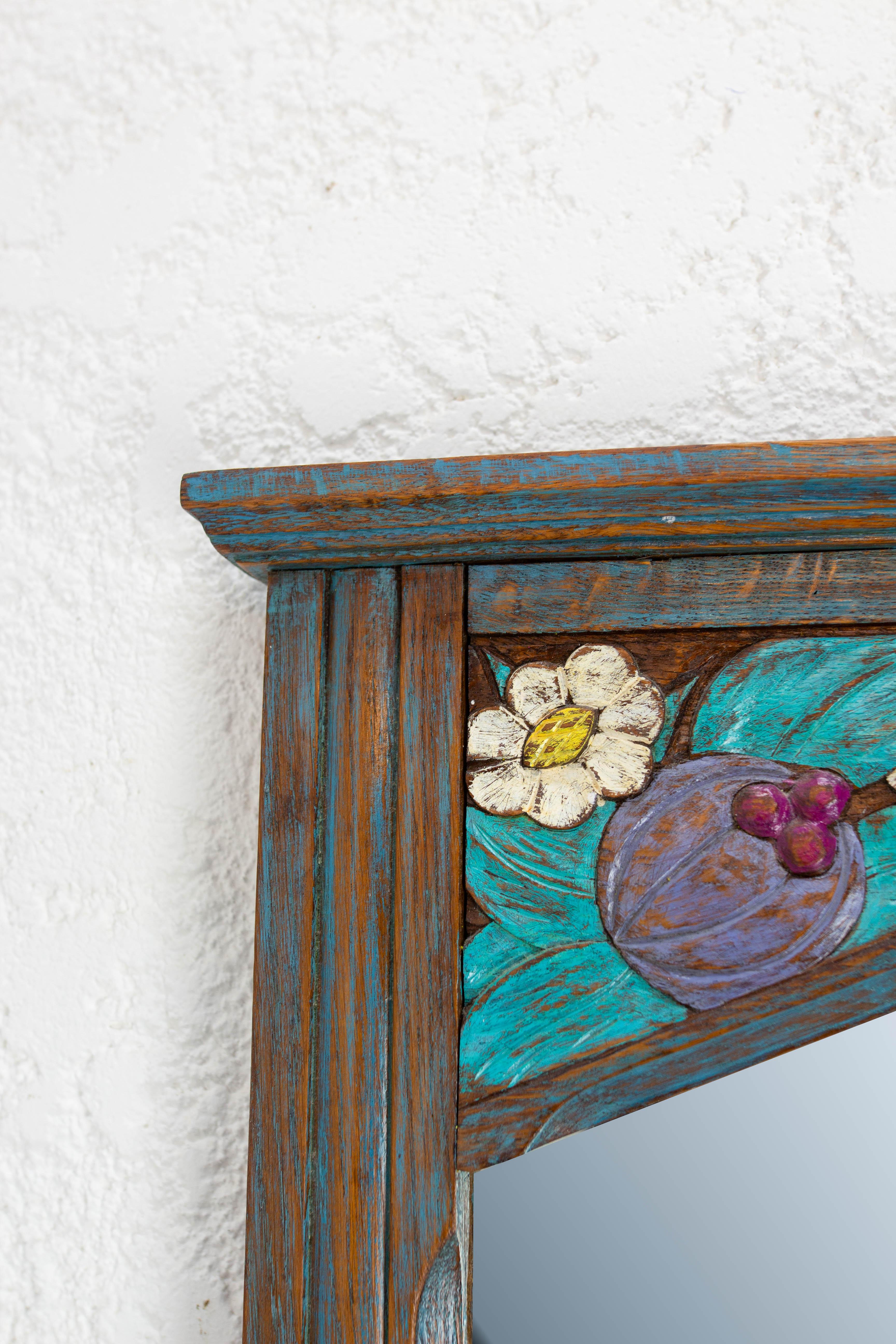 Dipinto a mano Specchio in legno dipinto Art Deco Mirror 1930 circa in vendita