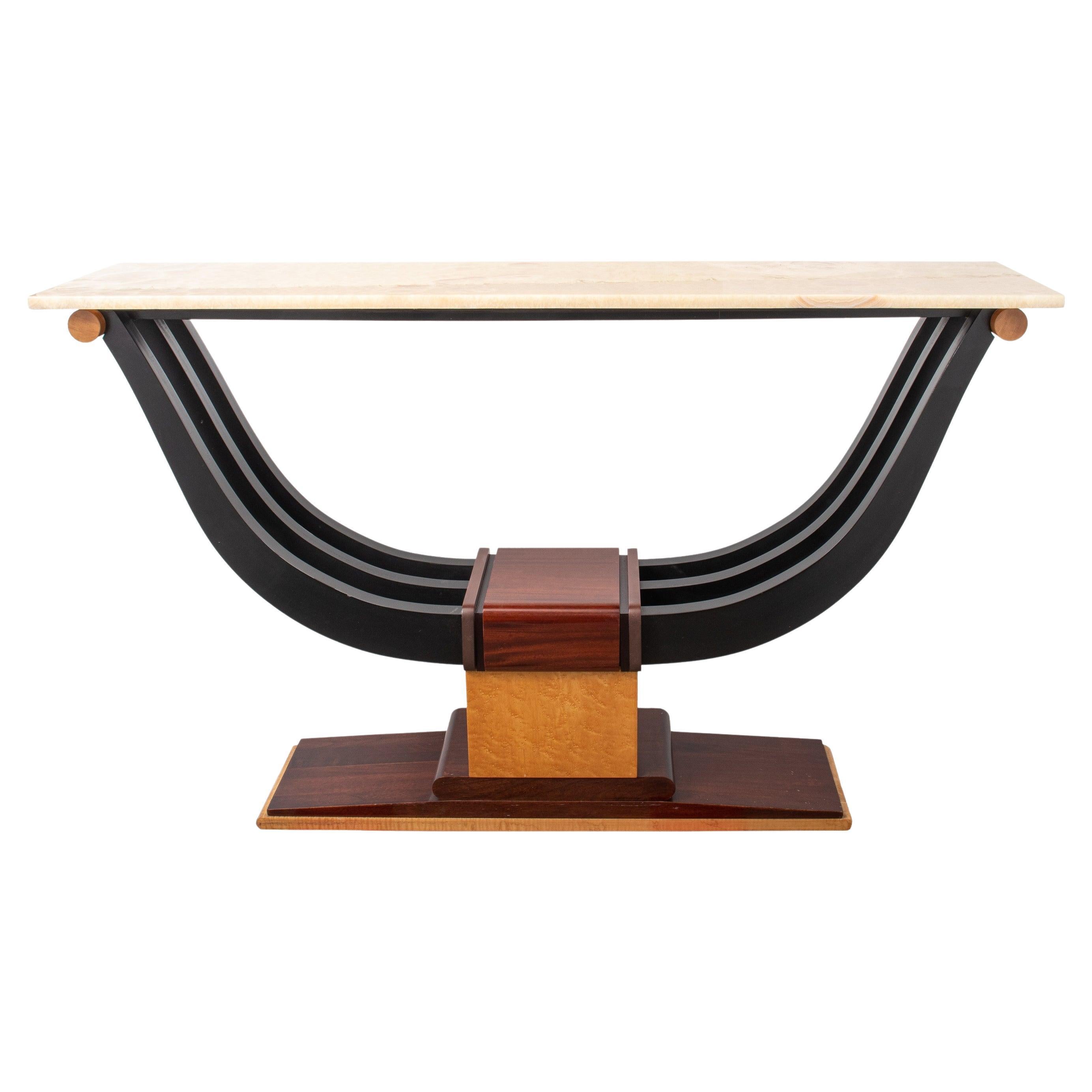Italian Art Deco Zebra Wood Console Table For Sale at 1stDibs