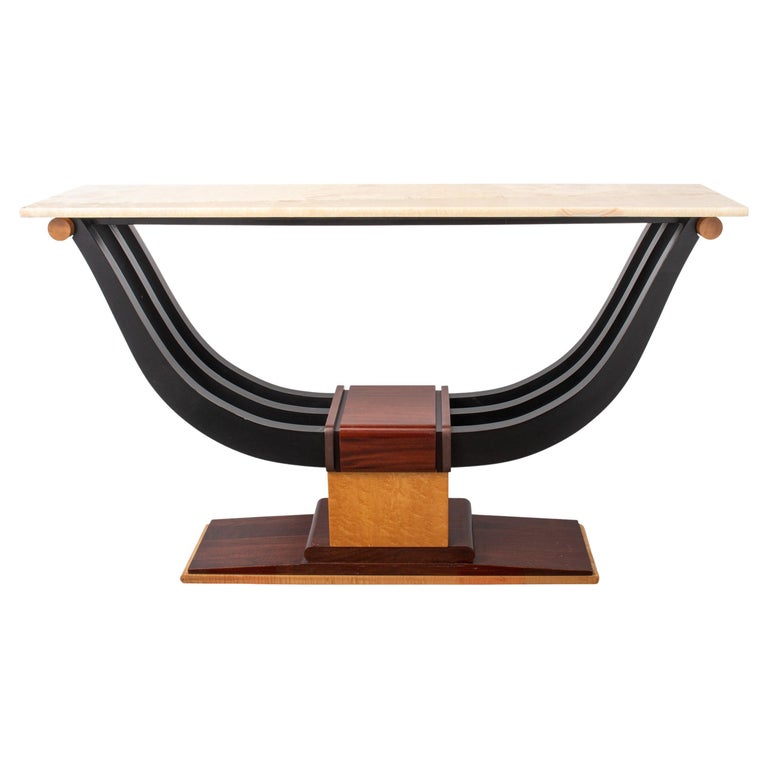 Art Deco Wood Quartz Top Console Table For Sale at 1stDibs