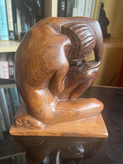 Art Déco Escultura de madera  mujer desnuda sentada. Por Philippe.Edición S.A.S.París.1925