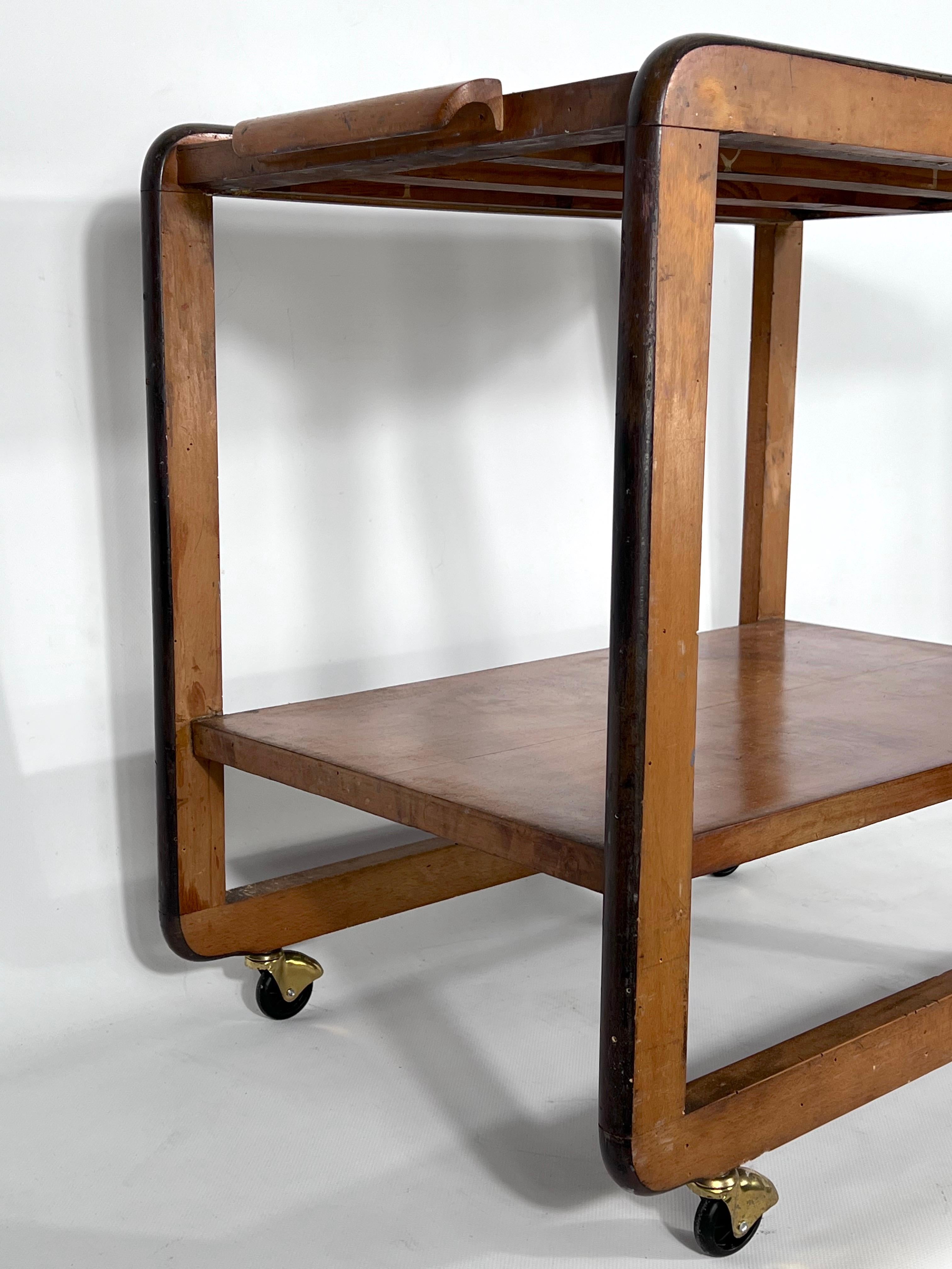 Laiton Table de service Art Déco en bois. Italie années 30 en vente
