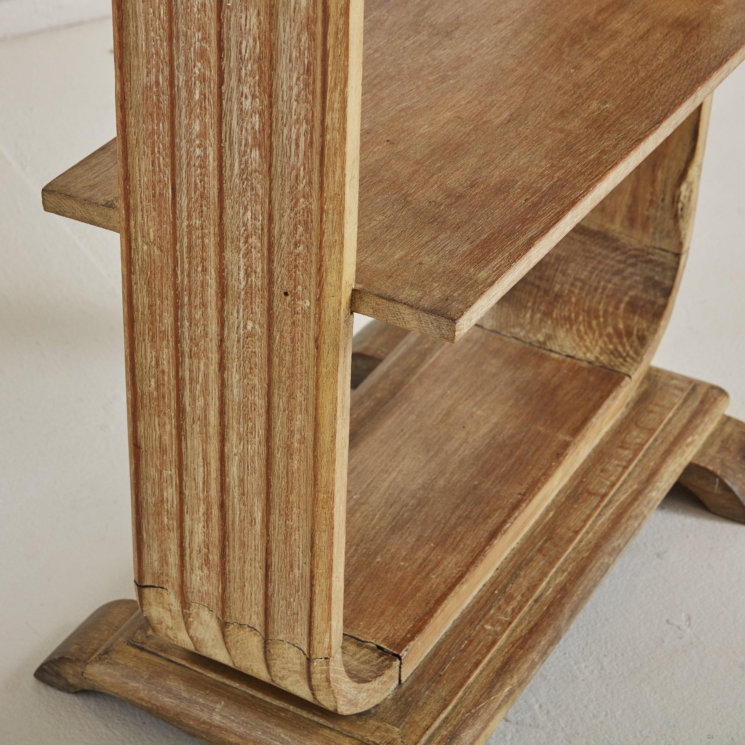 Mid-20th Century Art Deco Wood Side Table with 3 Shelves, France 1940s For Sale