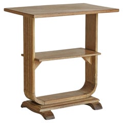 Art Deco Cerused Wood Side Table with 3 Shelves, France 1940s