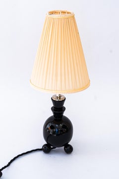 Art Deco Wood table lamp and fabric shade vienna around 1920s
