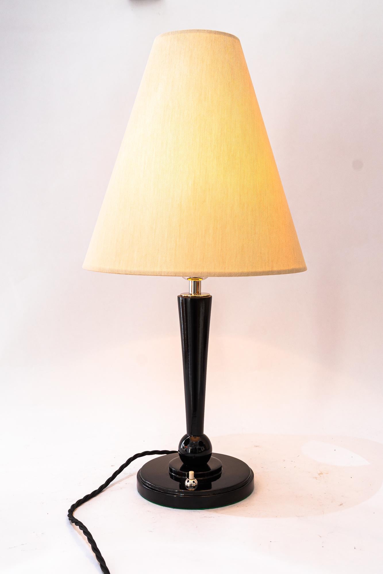 Early 20th Century Art Deco Wood table lamp and fabric shade vienna around 1920s For Sale