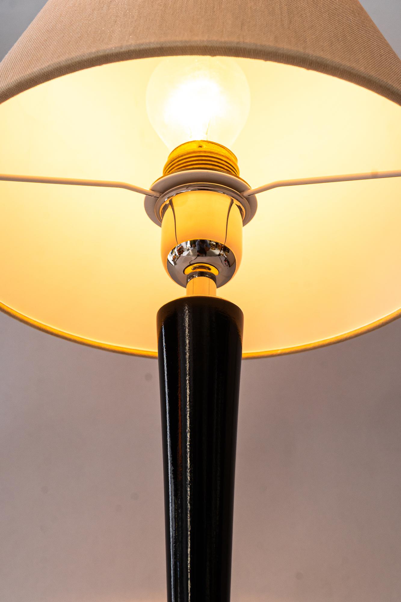 Art Deco Wood table lamp and fabric shade vienna around 1920s For Sale 1