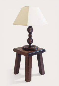 Art Deco Wood Table Lamp by Charles Dudouyt, France, 1930s