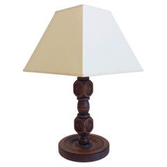 Art Deco Wood Table Lamp by Charles Dudouyt, France, 1930s