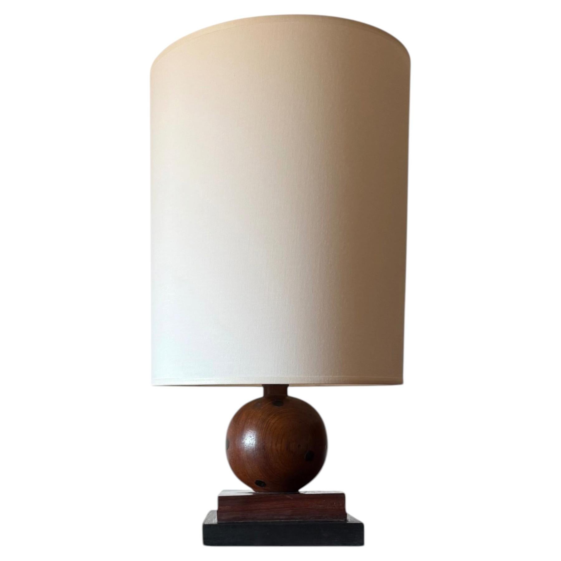 Art Deco Wooden Table Lamp, France, ca. 1930s