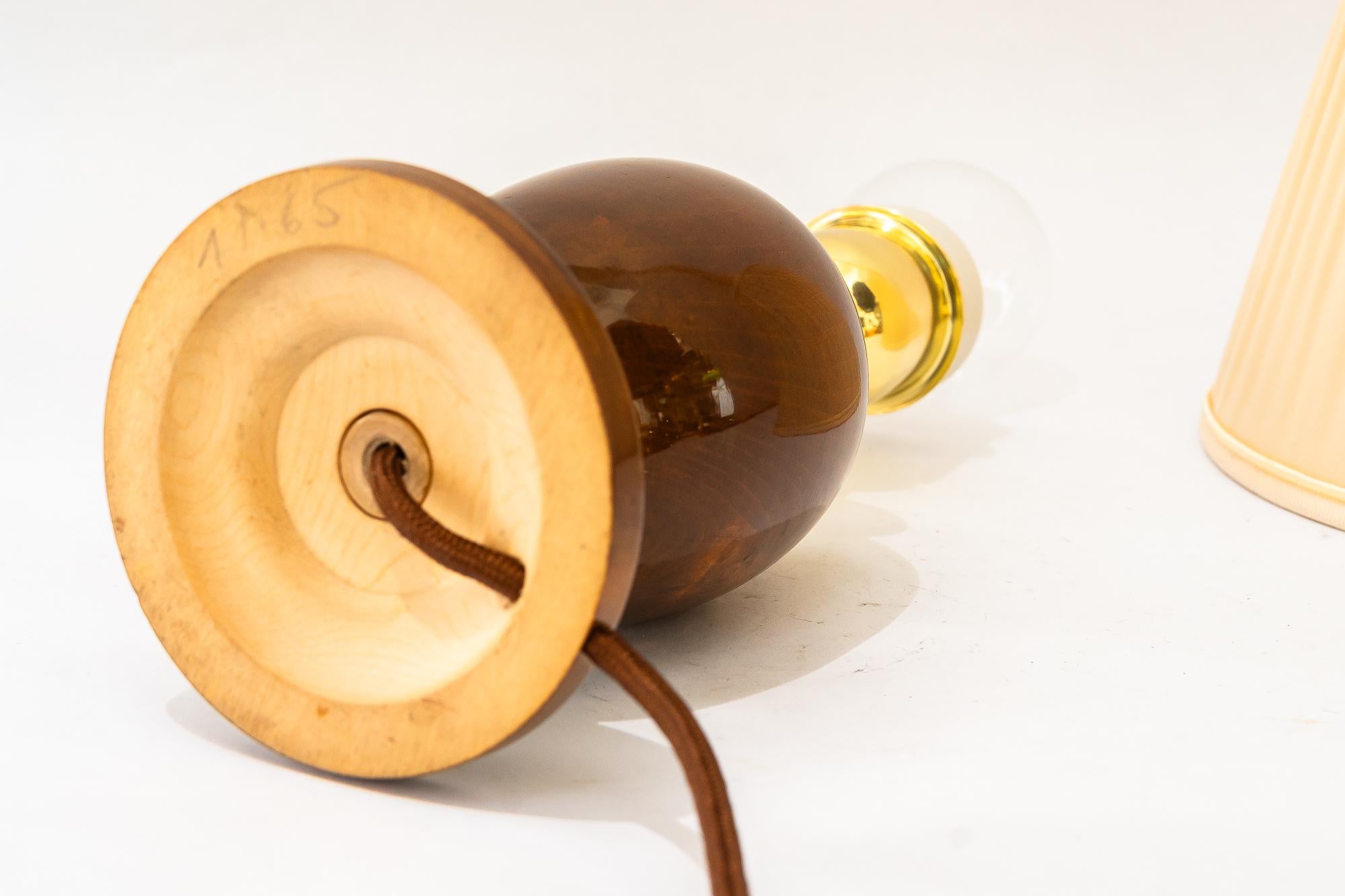 Art Deco wood table lamp with fabric shade vienna around 1920s For Sale 3