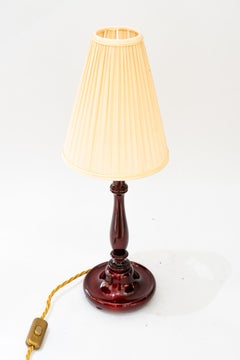 Art Deco wood table lamp with fabric shade vienna around 1920s