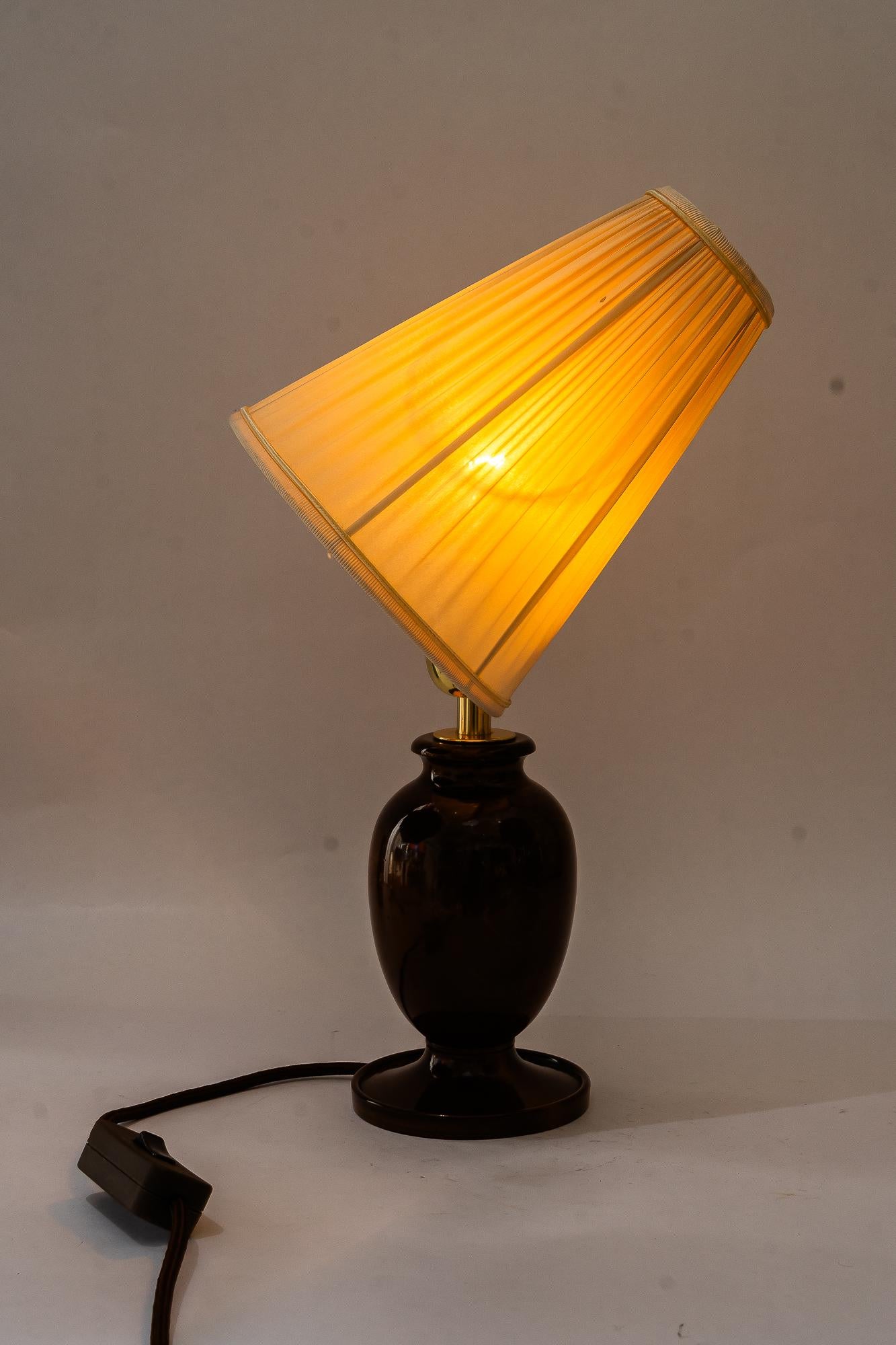 Art Deco wood table lamp with fabric shade vienna around 1920s For Sale 1