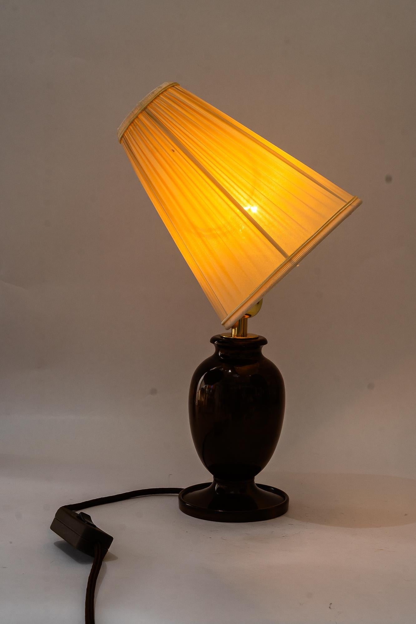 Art Deco wood table lamp with fabric shade vienna around 1920s For Sale 2