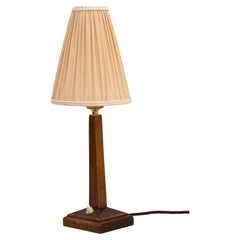 Art Deco Wood Table Lamp with Fabric Shade Vienna Around 1920s