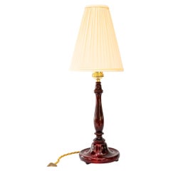 Art Deco wood table lamp with fabric shade vienna around 1920s