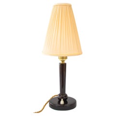 Art Deco wood table lamp with fabric shade vienna around 1920s Art Deco wood table lamp with fabric shade vienna around 1920s