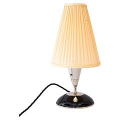 Art Deco wood table lamp with nickel- plated metal and fabric shade vienna 1920s