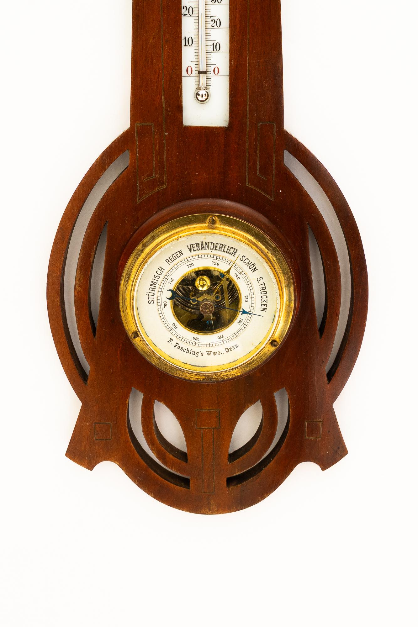 Art déco Station météo en bois Art Deco vienne vers 1920 en vente