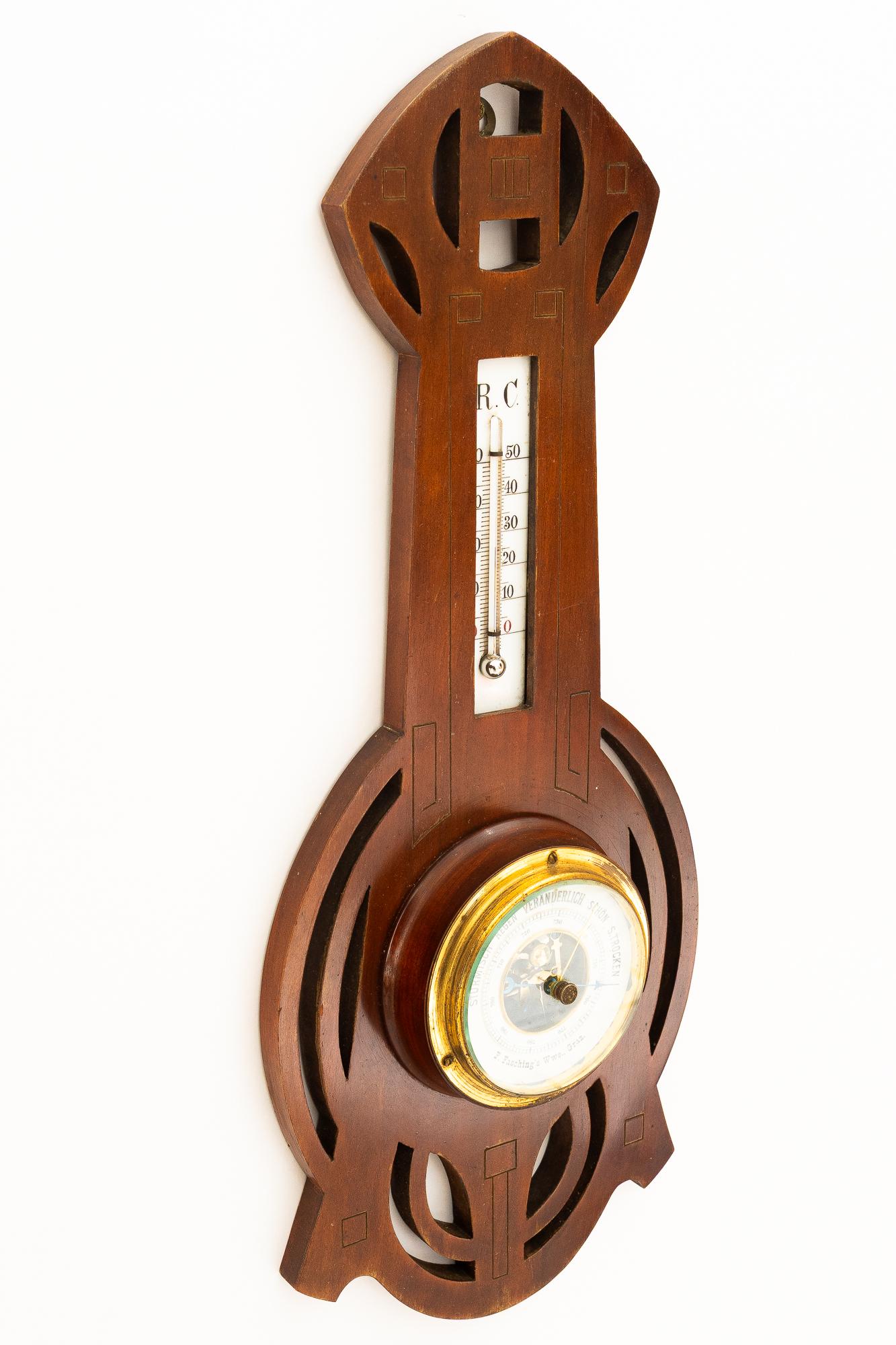 Station météo en bois Art Deco vienne vers 1920 Bon état - En vente à Wien, AT