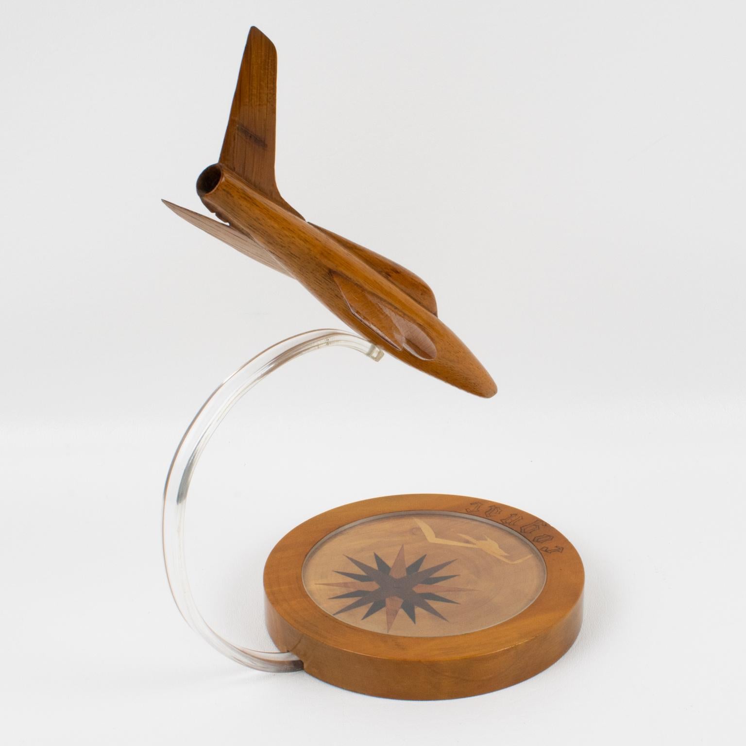 French Art Deco Wooden Airplane Jet Aviation Model