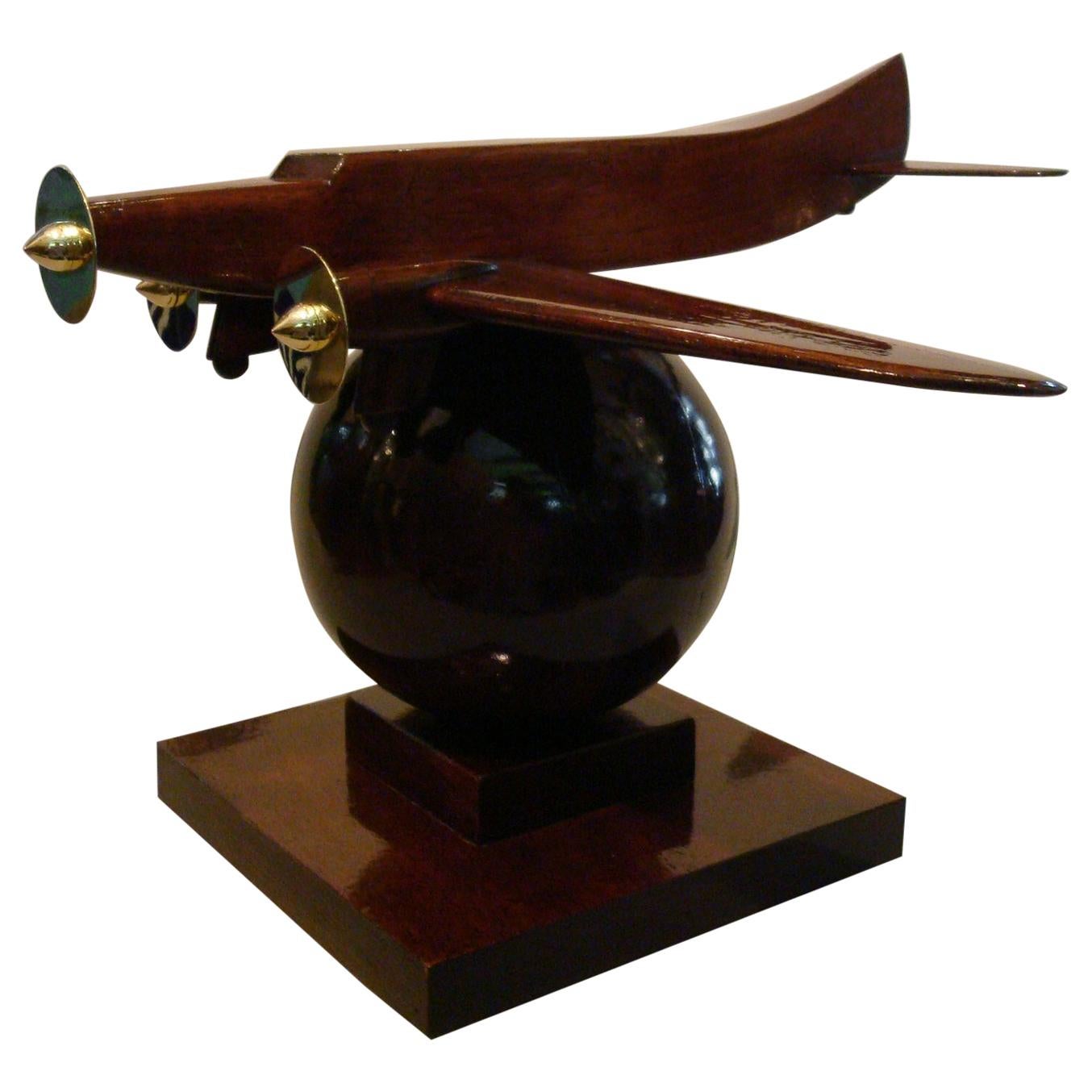 Art Deco Wooden Airplane Model of a Couzinet